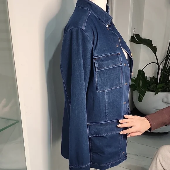 Anatomie Dark Blue Jean Jacket with Button Accents - Picture 5 of 6